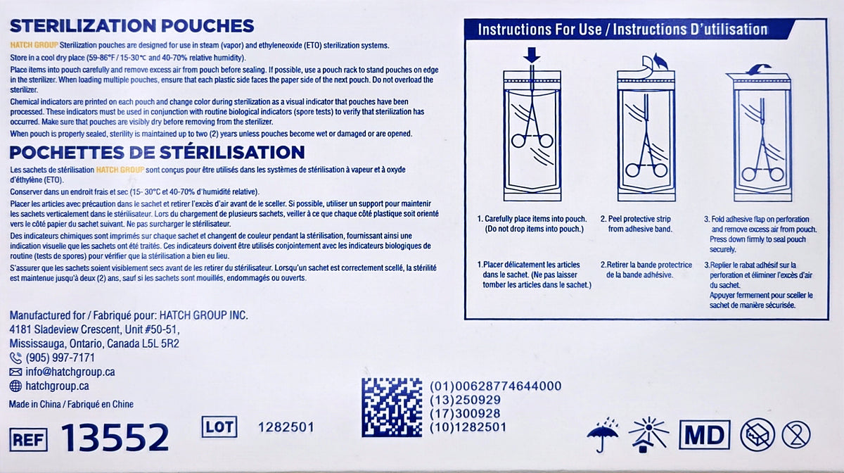 Hatch Sterilization Pouches 3.5" x 5.25" - 200/Box, view 2