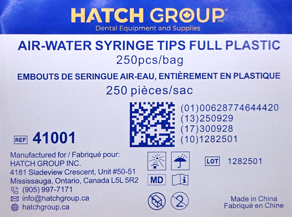 Hatch Air-water Syringe Tips Full plastic - 250pcs/bag, view 2
