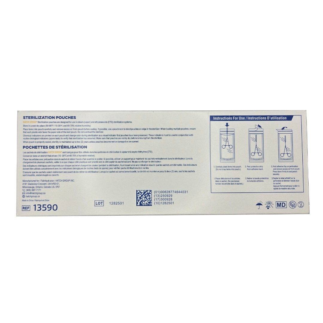 Hatch Sterilization Pouches 3.5" x 9" - 200/Box, view 2