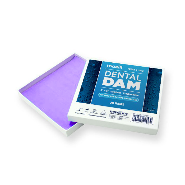 maxill Dental Dam - Polyisoprene, Non-latex Dental Dam 6 in x 6 in Medium | 15 per box