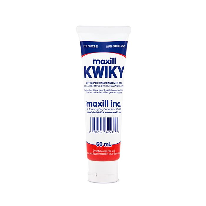 maxill KWIKY Antiseptic Hand Sanitizer Gel, 60 mL Tube