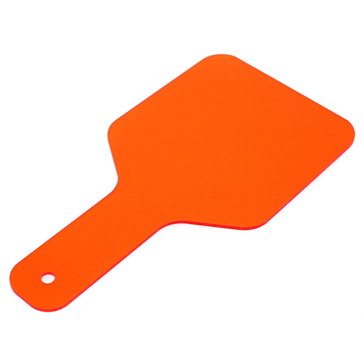 Orange hand-held light cure protective shield with grip handle