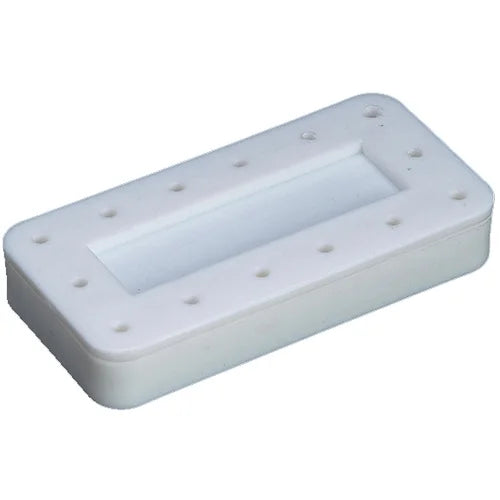 White magnetic bur block with cover, 14 holes