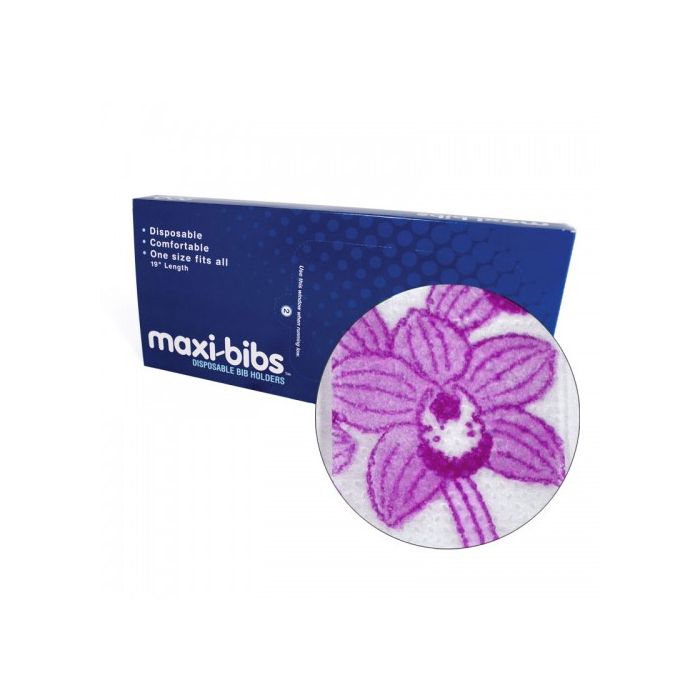 maxill Disposable Bib Holders, 200 per box - Lavender Floral Pattern
