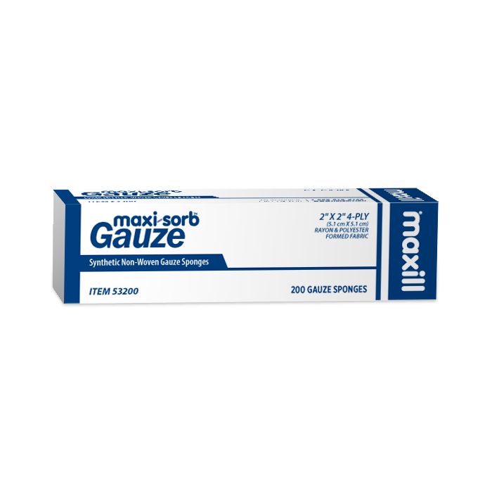 maxi-sorb Gauze Sponges, 200 per sleeve / 20 sleeves per box (2 in x 2 in)