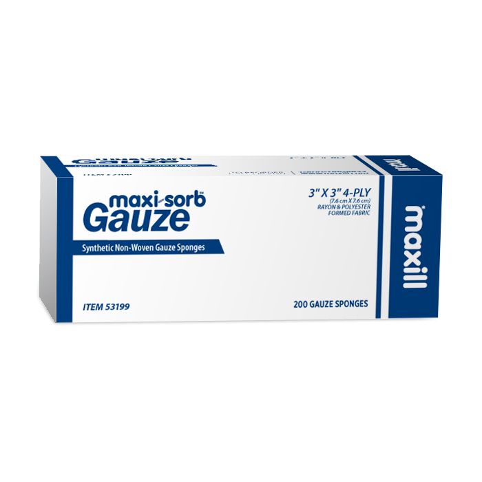 maxi-sorb Gauze Sponges, 200 per sleeve / 20 sleeves per box (3 in x 3 in)