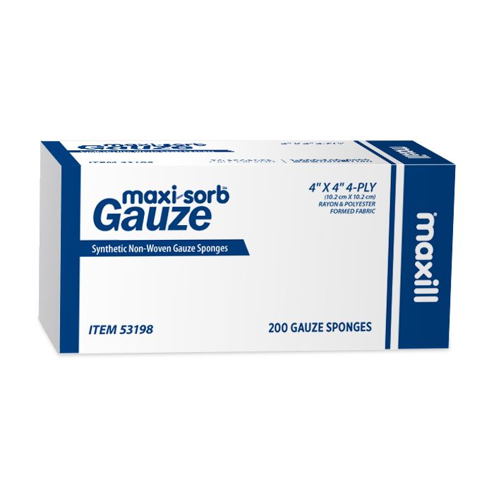 maxi-sorb Gauze Sponges, 200 per sleeve / 10 sleeves per box (4 in x 4 in)
