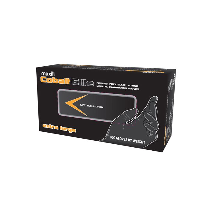 Cobalt Elite Black Nitrile Gloves, 100 gloves per box | 10 boxes per case - Extra Large