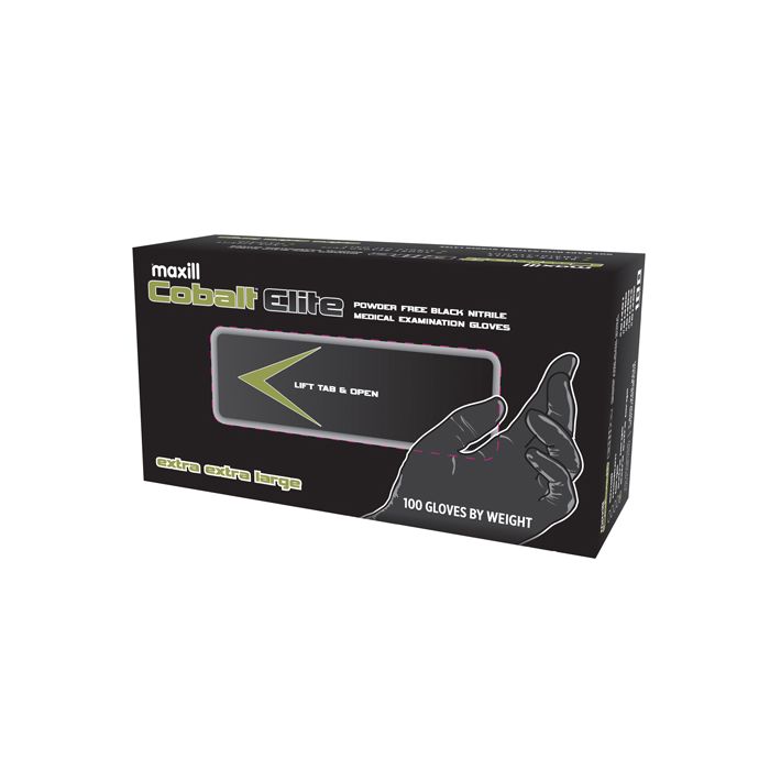 Cobalt Elite Black Nitrile Gloves, 100 gloves per box | 10 boxes per case - Extra Extra Large