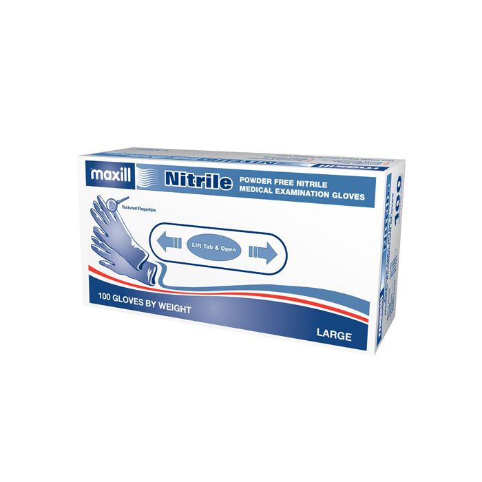 maxill Nitrile Gloves, 100 per box | 10 boxes per case - Large