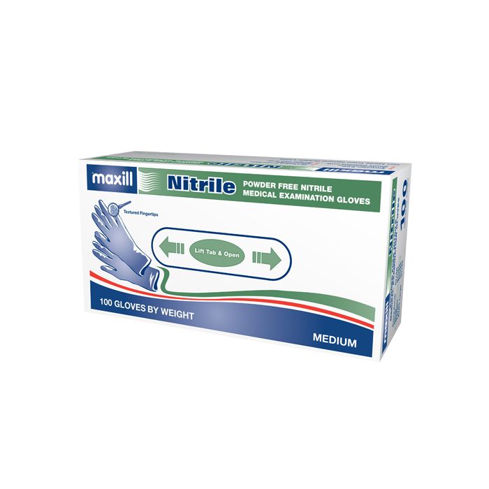 maxill Nitrile Gloves, 100 per box | 10 boxes per case - Medium