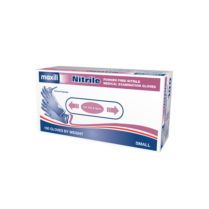 maxill Nitrile Gloves, 100 per box | 10 boxes per case - Small