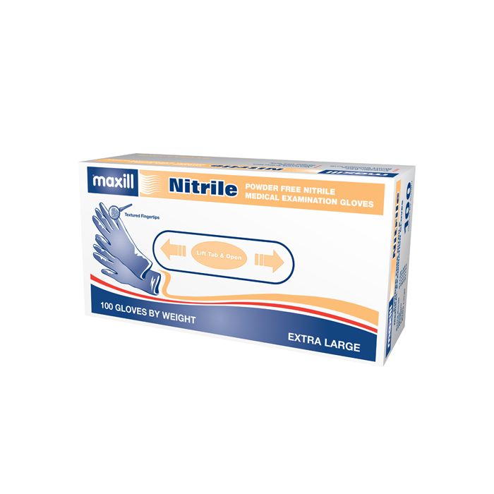 maxill Nitrile Gloves, 100 per box | 10 boxes per case - Extra Large
