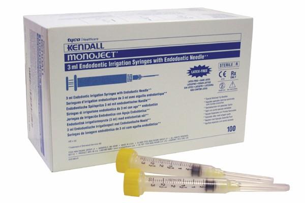 Monoject endodontic irrigating syringe with 27G needle