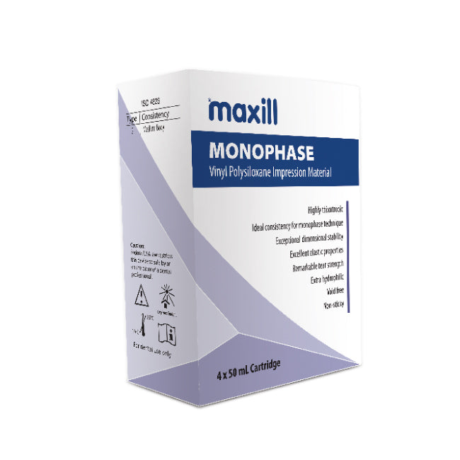 maxill Monophase VPS impression material, 4 x 50 mL cartridge box
