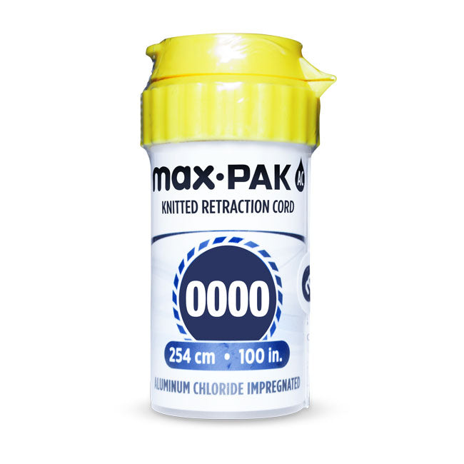 maxill max-pak AC knitted retraction cord, size 0000, aluminum chloride impregnated