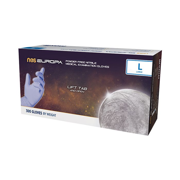 maxill nes EUROPA Powder Free Nitrile Medical Examination Gloves, Large (L) / 300