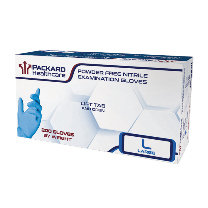 Packard Healthcare Nitrile Examination Gloves, Large - 200 gloves per box | 10 boxes per case