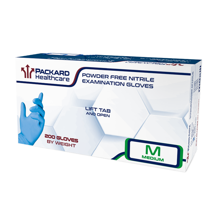 Packard Healthcare Nitrile Examination Gloves, Medium - 200 gloves per box | 10 boxes per case