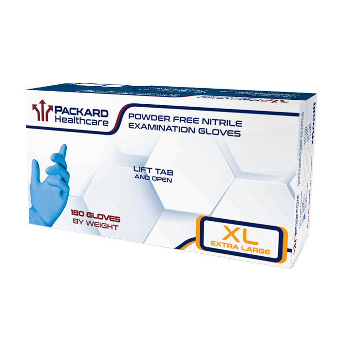 Packard Healthcare Nitrile Examination Gloves, Extra Large - 200 gloves per box | 10 boxes per case