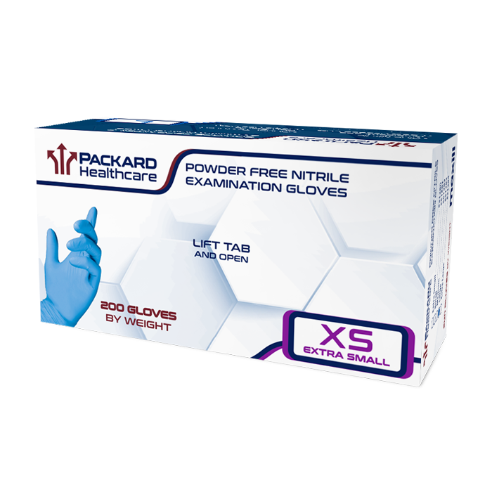 Packard Healthcare Nitrile Examination Gloves, Extra Small - 200 gloves per box | 10 boxes per case