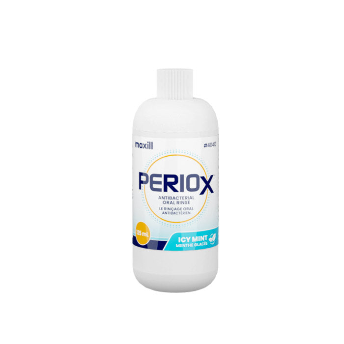 PerioX Antibacterial Rinse Icy Mint, 125 mL bottle