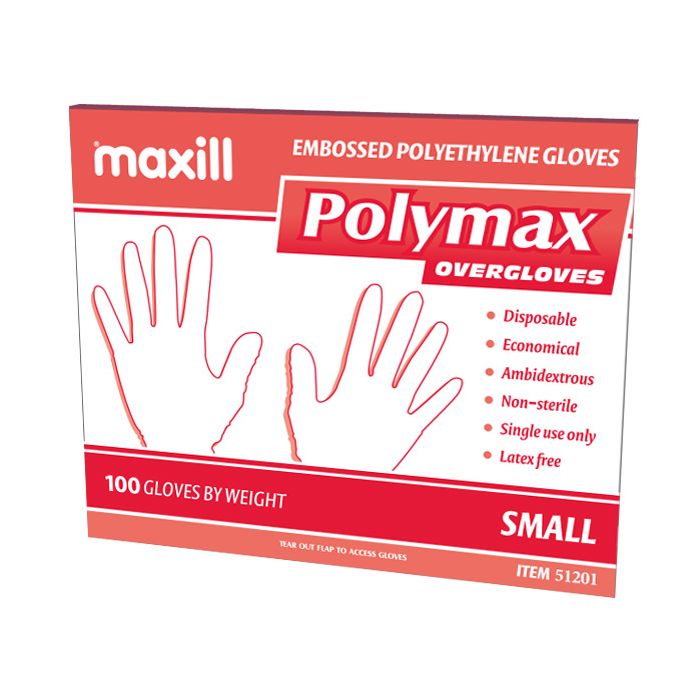 maxill Polymax Over Gloves, Small - 100 gloves per sleeve |10 sleeves per box | 10 boxes per case