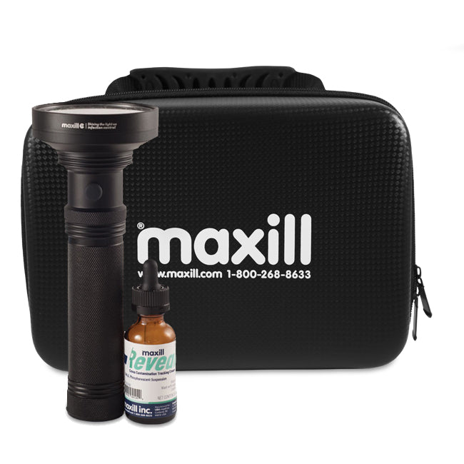maxill Reveal tracking kit with hard-shell case, blue light and tracking cream
