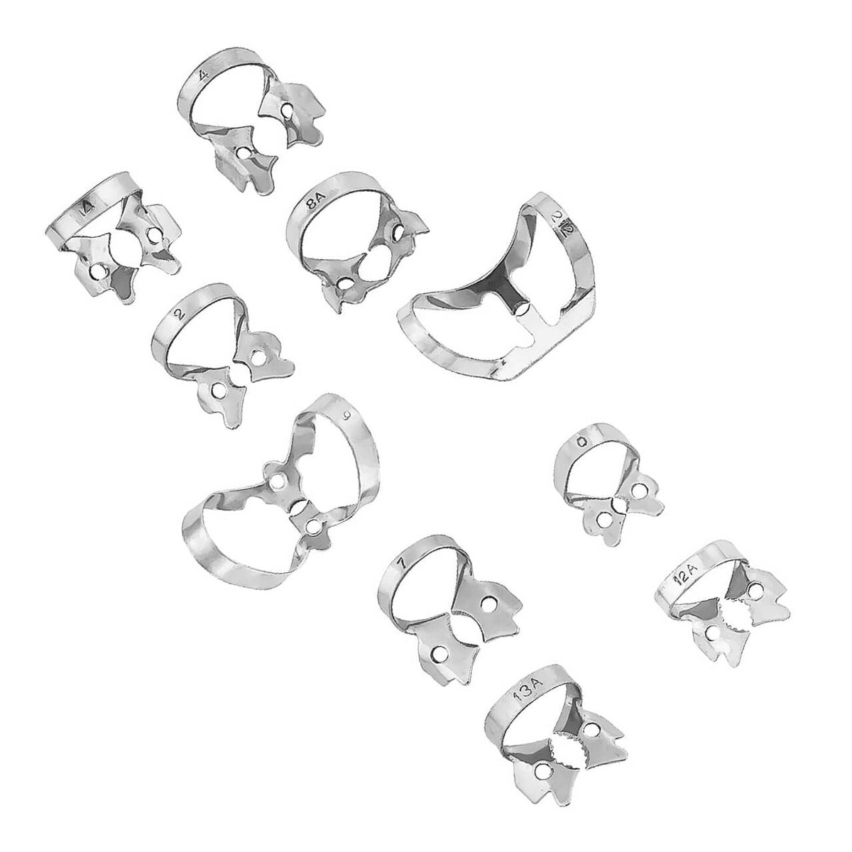 Rubber dam clamps assortment including 12A and 13A
