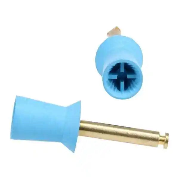 Blue latch type prophy cup with metal shank