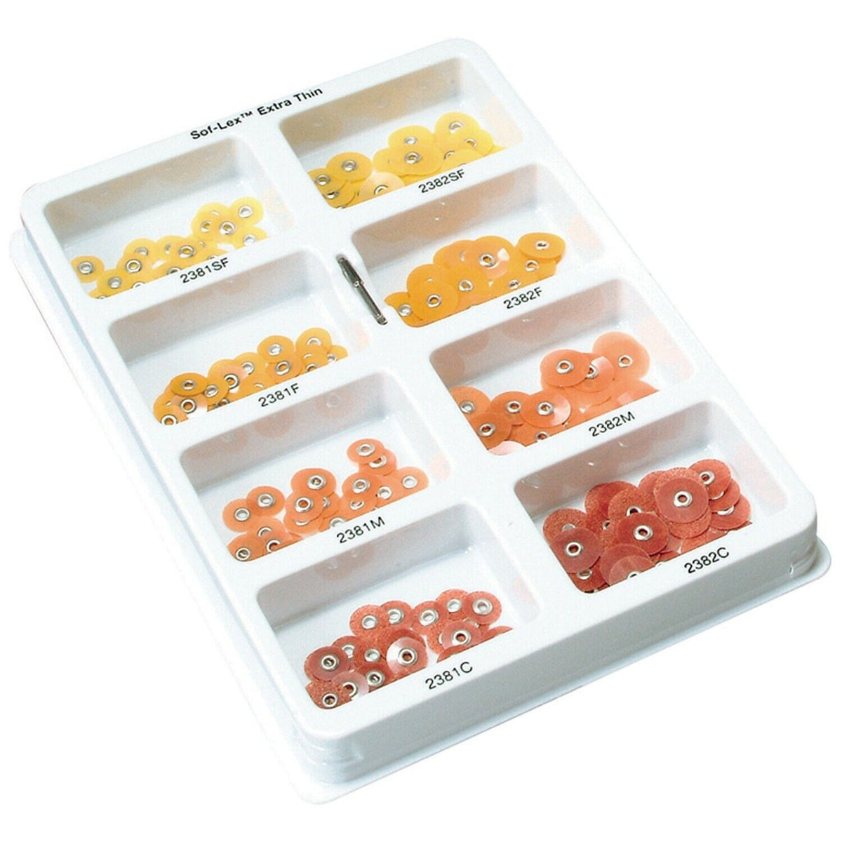 Sof-Lex Extra-Thin discs kit tray with all grits and sizes