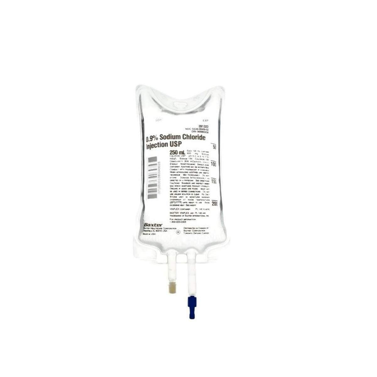 Baxter 0.9% Sodium Chloride Injection USP, 250 ml Viaflex bag