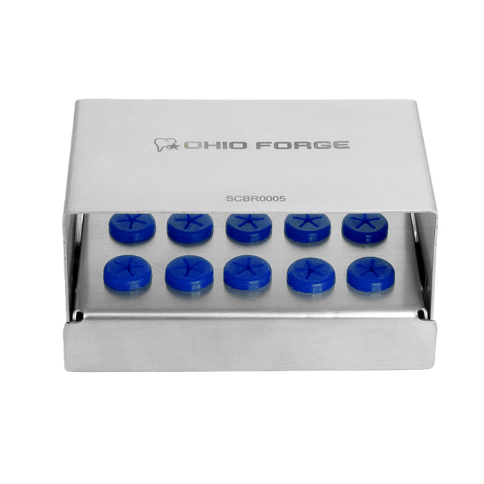 Ohio Forge 10 place bur holder with silicone holes and flip lid