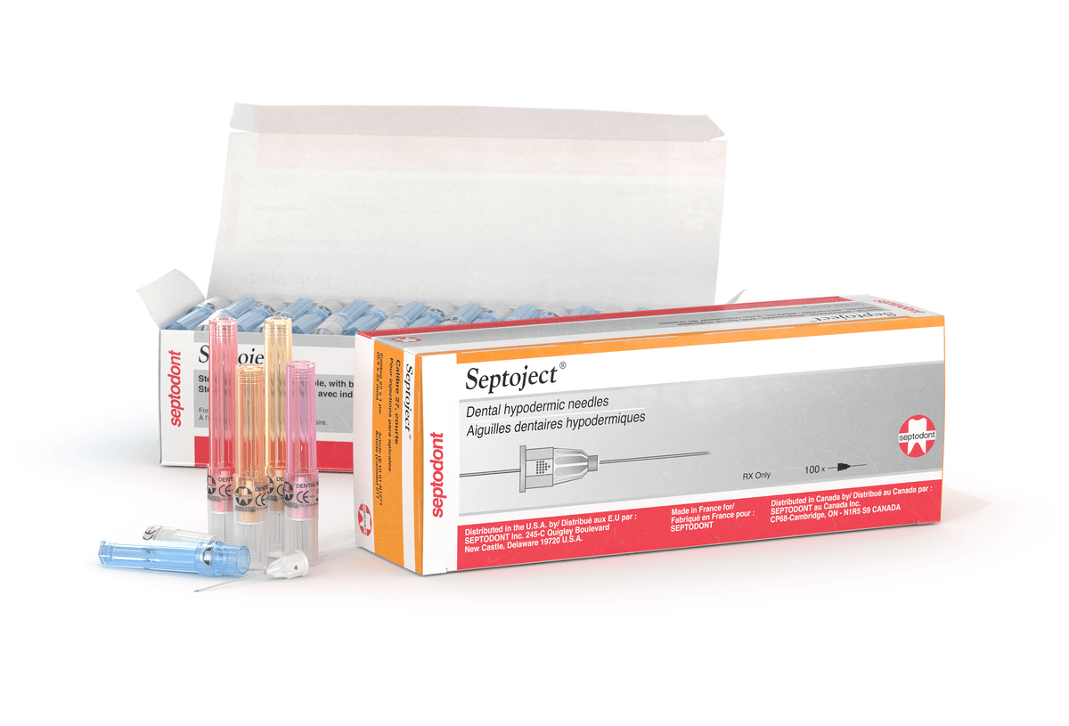 Septoject needle cartons of 100 with open box