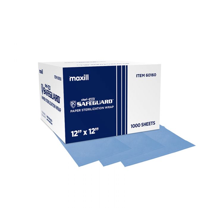 maxill steri-sox Safeguard Sterilization Wrap, Crepe Paper / 12 in x 12 in / 1000 per box