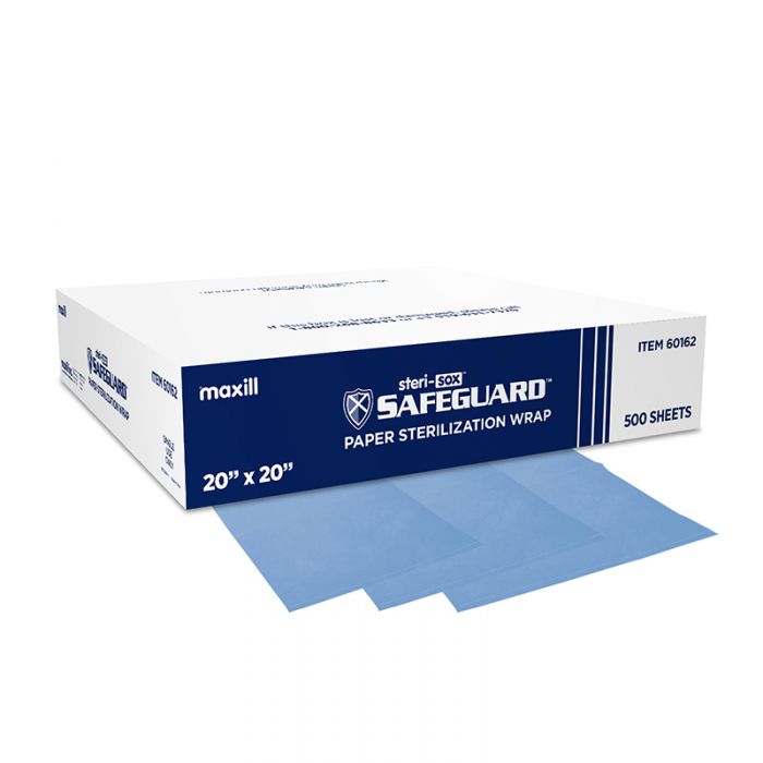 maxill steri-sox Safeguard Sterilization Wrap, Crepe Paper / 20 in x 20 in / 500 per box