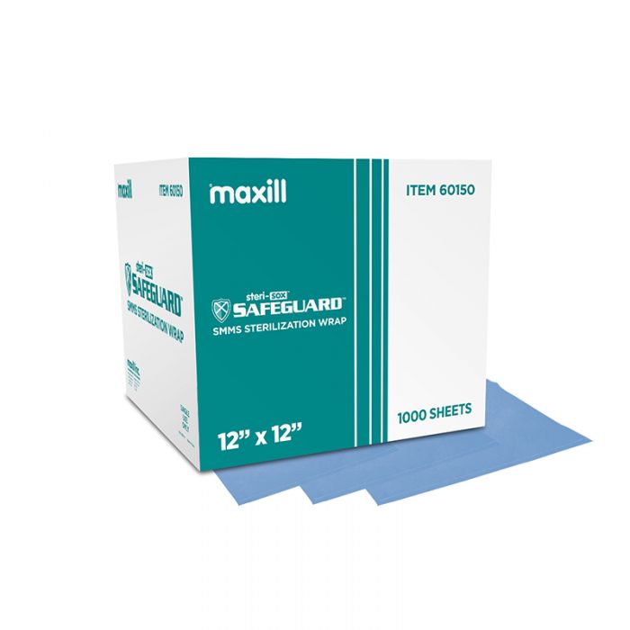maxill steri-sox Safeguard Sterilization Wrap, SMMS / 12 in x 12 in / 1000 per box