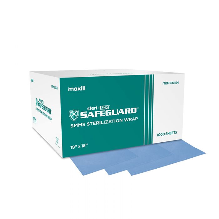 maxill steri-sox Safeguard Sterilization Wrap, SMMS / 18 in x 18 in / 1000 per box