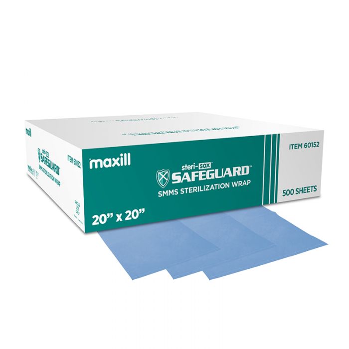 maxill steri-sox Safeguard Sterilization Wrap, SMMS / 20 in x 20 in / 500 per box
