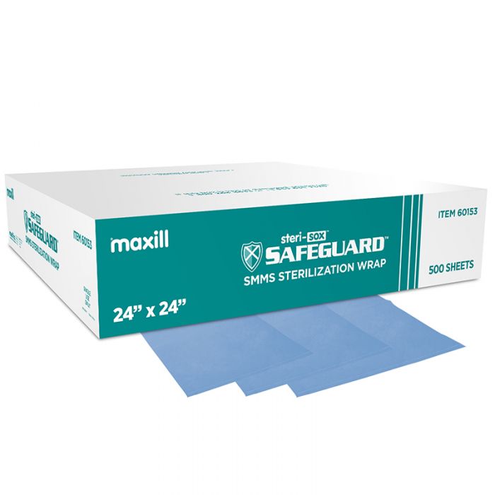 maxill steri-sox Safeguard Sterilization Wrap, SMMS / 24 in x 24 in / 500 per box