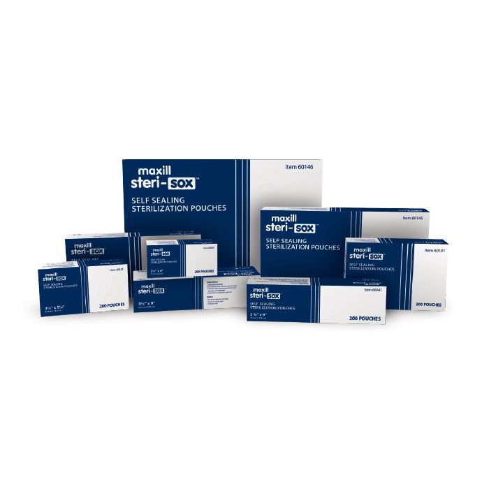 maxill steri-sox Self Sealing Sterilization Pouches - 200 per box