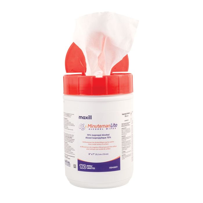 tb Minuteman Lite Alcohol Wipes, 70% Isopropyl - 160 wipes per tub
