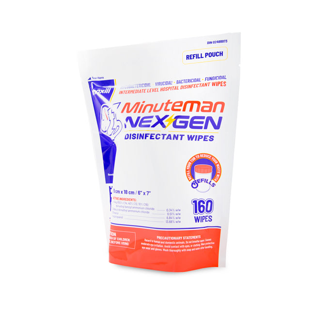 maxill tb Minuteman NEX GEN Disinfectant Wipes (6" x 7"), 160 wipes per refill roll