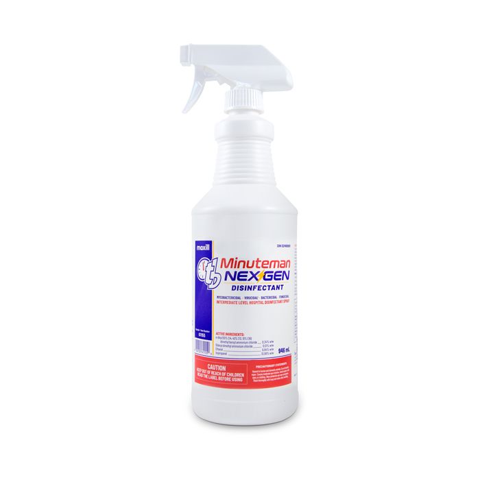 maxill tb Minuteman NEX GEN Disinfectant Wipes (6" x 7"), 946 mL Spray Bottle
