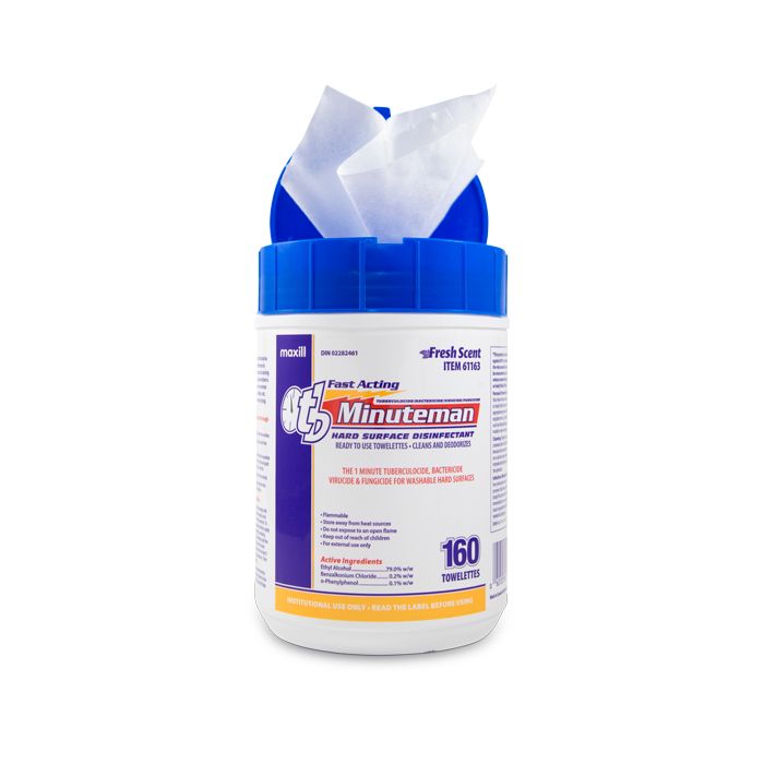 tb Minuteman Hard Surface Disinfectant, 160 wipes per tub (scented)