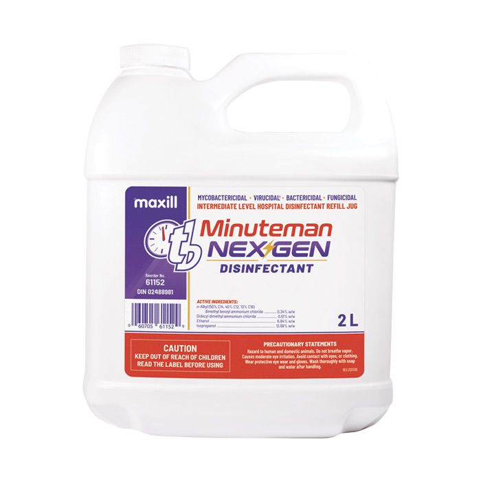 maxill tb Minuteman NEX GEN Disinfectant Wipes (6" x 7"), 2 L Refill Jug