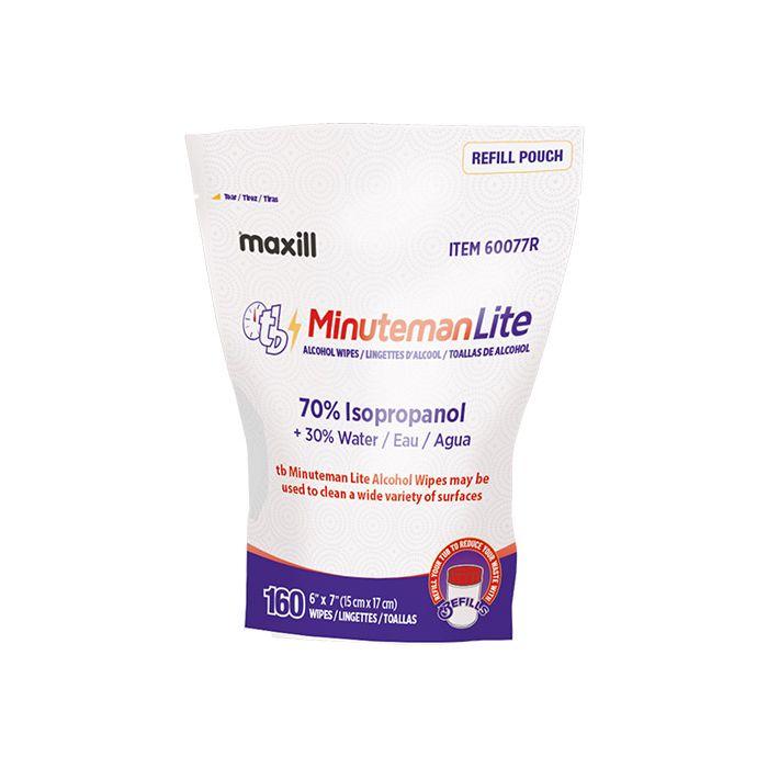 tb Minuteman Lite Alcohol Wipes, 70% Isopropyl Refill Roll - 160 wipes per refill roll