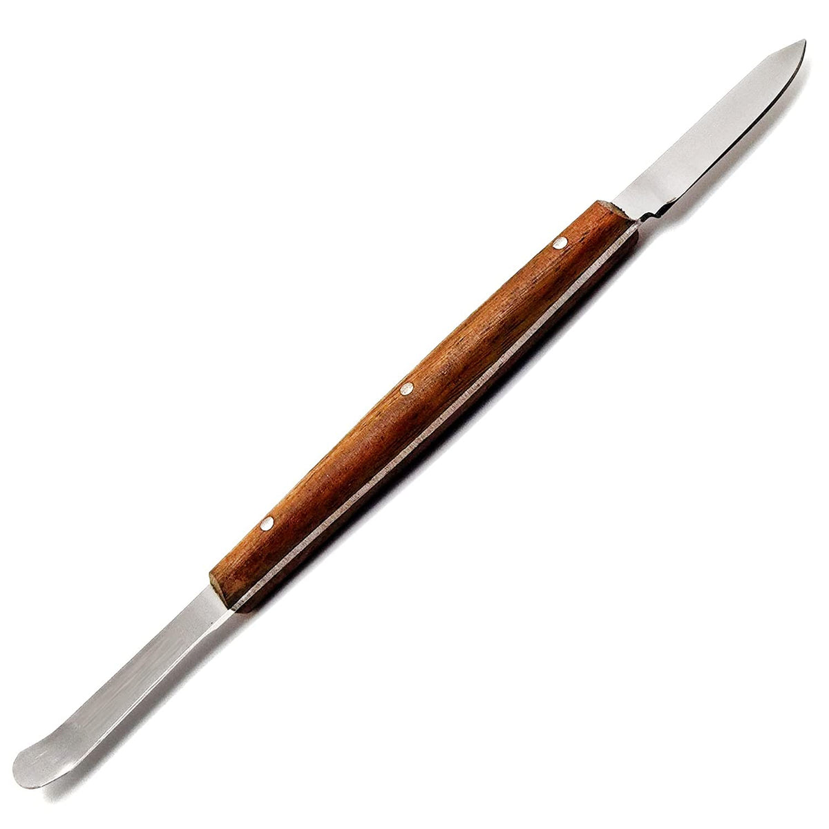 Double-ended wax knife with wooden handle